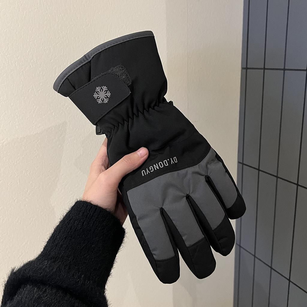 Damskie zimowe rękawice do jazdy, pluszowe i pogrubiane, aby utrzymać ciepło, wiatroodporne, mrozoodporne i wodoodporne, z ekranem dotykowym, pięciopalcowe, w stylu dla par