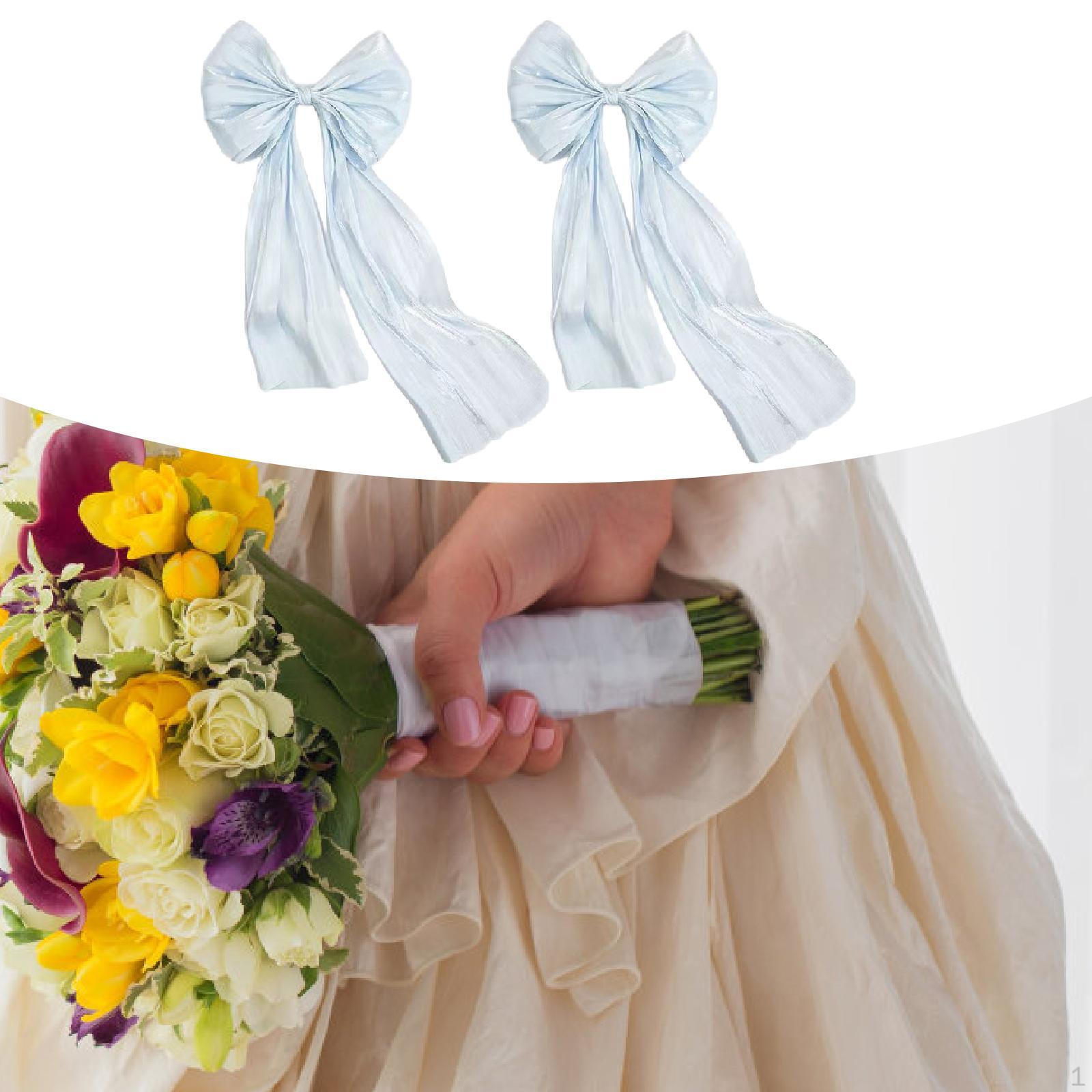 

2 Pieces Satin Ribbons Bow Making Accessories Decorative Gift Elegant Crafts Projects Wide синій