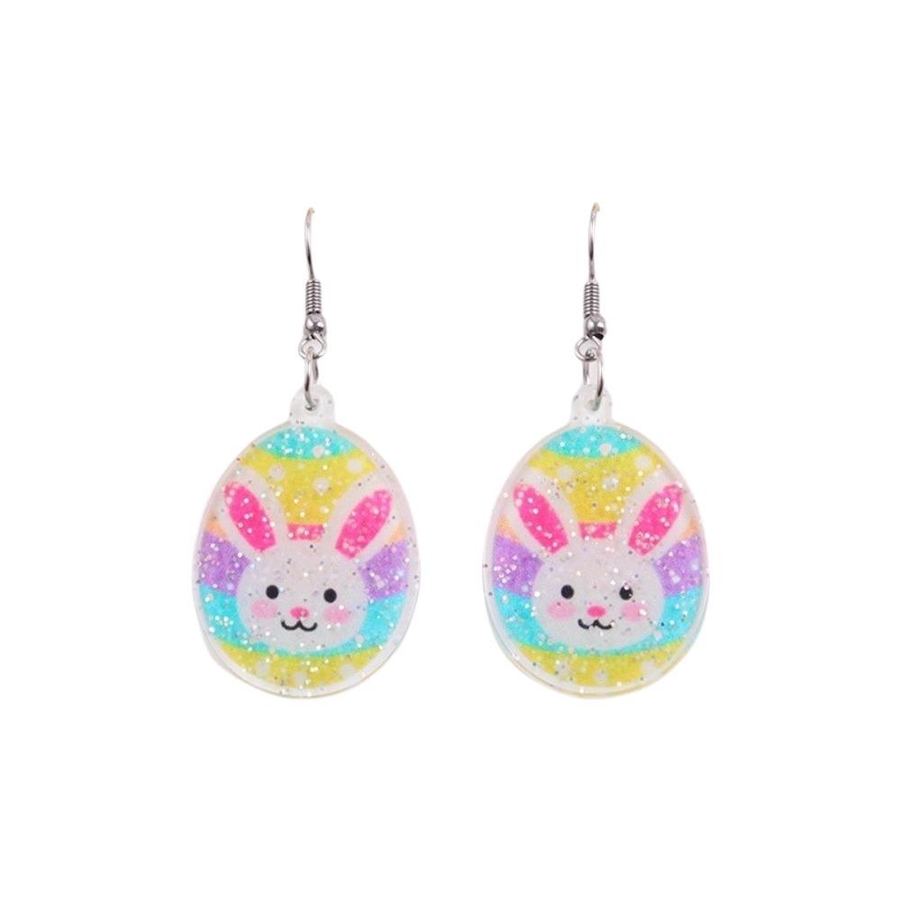 Acrylic Bunny Pendant Earrings Cartoon Easter Egg Dangle Earrings Fashion Easter Egg Earrings  Men