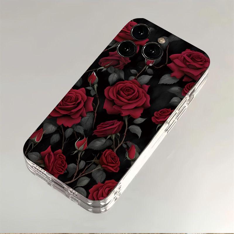Bright Red Roses Phone Case for iPhone 17 Air 16 15 14 13 12 11 Pro Max Plus Mini X 8 7 Soft Transparent Cover Fundas Accessory