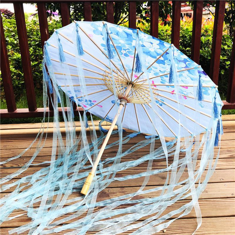 Traditional Hanfu Umbrella with Tassels for Women's Costumes and Children's Photoshoots