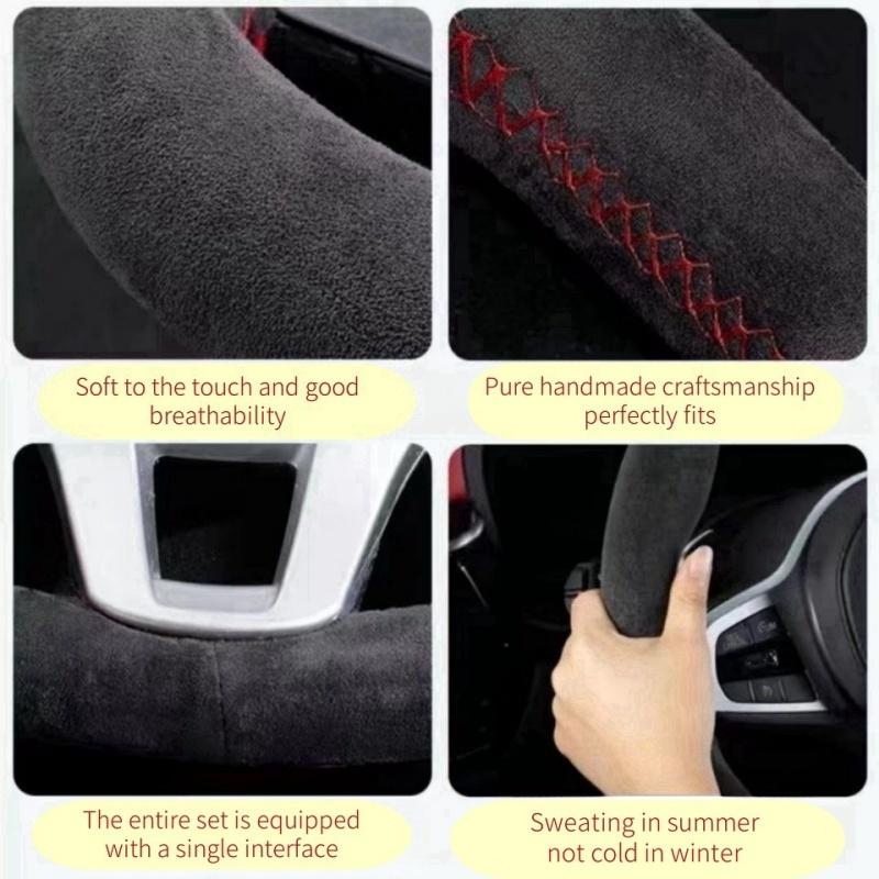 Car Steering Wheel Cover Suede Leather For Mercedes Benz Class GLC GLK ML SLK Vito W203 W222 W221 Steering Wheel Braiding Cover