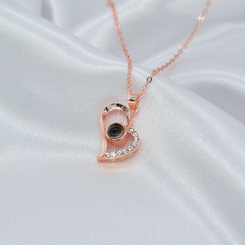 Colier cu Proiecție Pandantiv pentru Femei Trendy Versatil Colier Te Iubesc Colier în 100 de Limbi