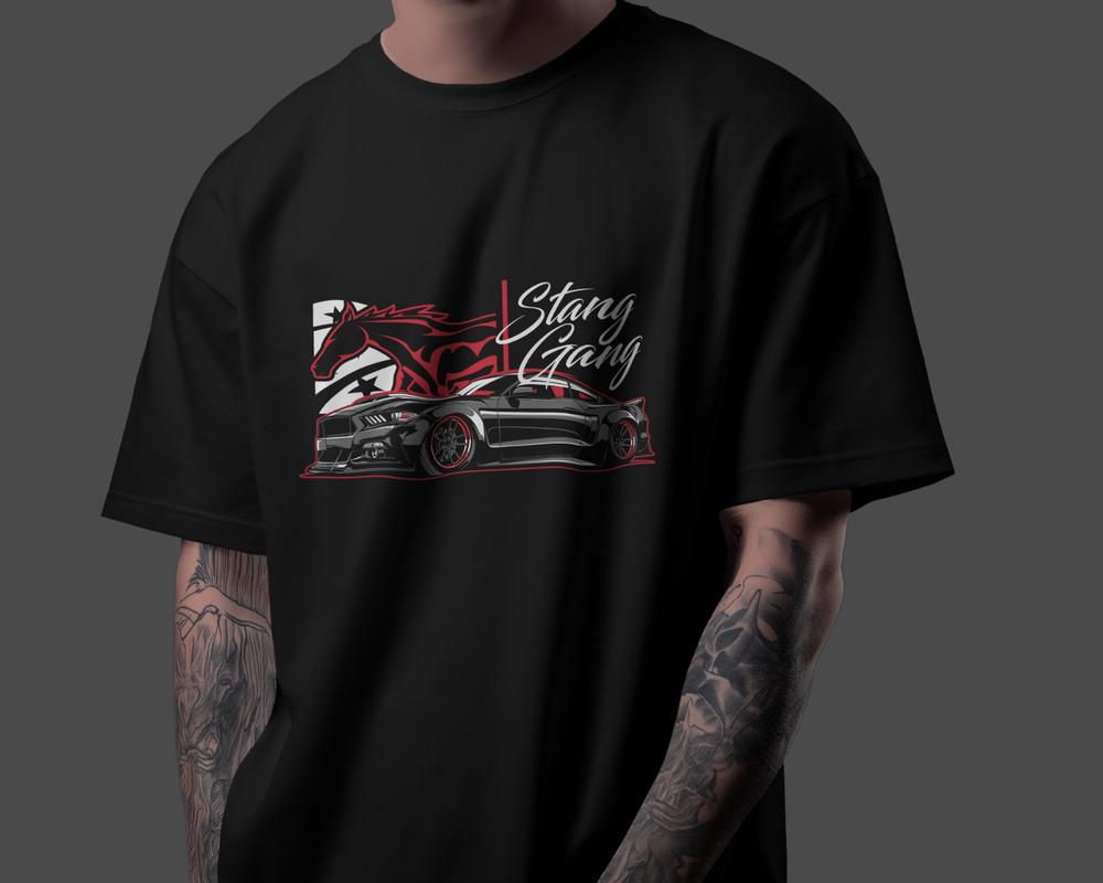 

Mustang Gang Fan Art T‑Shirt 100% Cotton Muscle Car Graphic Unisex Tee 3XL
