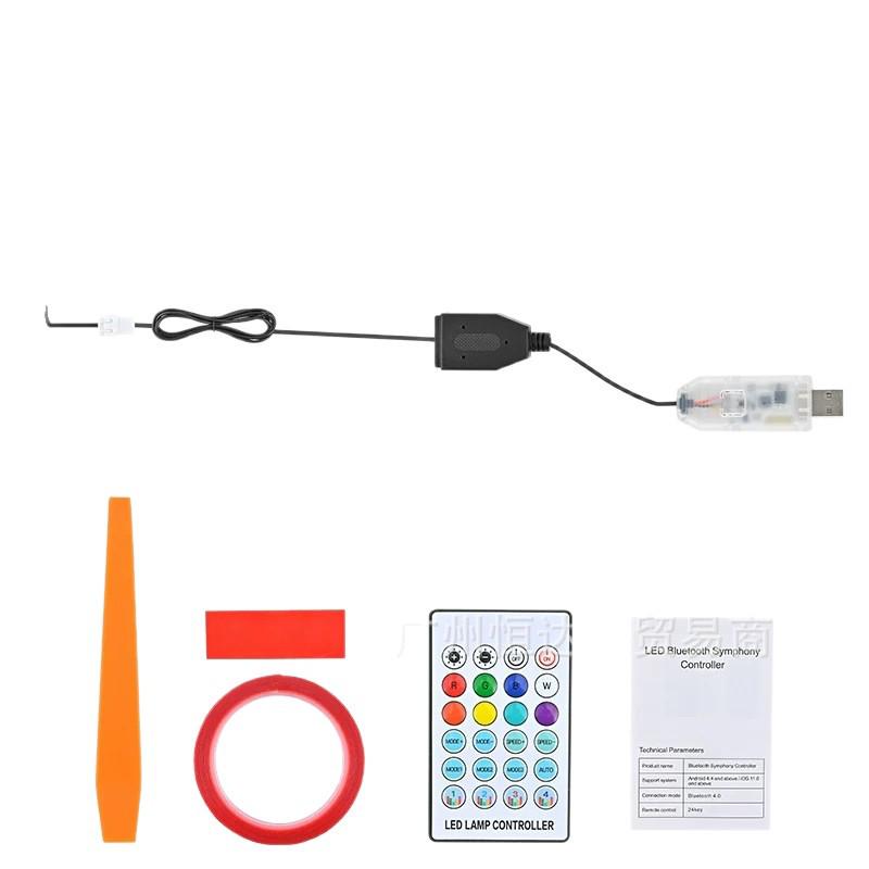 Smart Remote-Control Car LED Ambient Light Strip – Multicolor Acrylic for Central Console and Doors