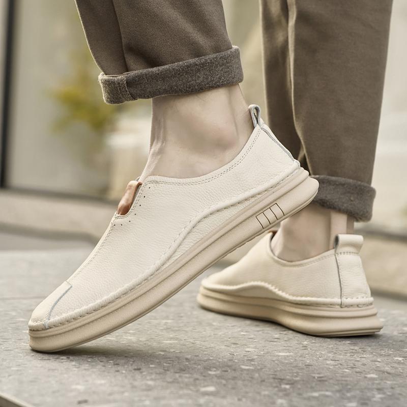 Mens Casual genuine Leather Loafers Men Shoes outdoor fashion Mocasines Hombre Mocassins Black Slip-On men flats