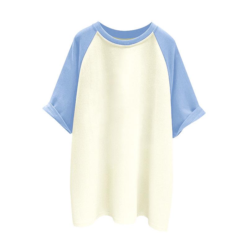 Women's Pure Cotton Raglan Sleeve T-Shirt - Trendy Color Block, Unisex Style, Custom Logo