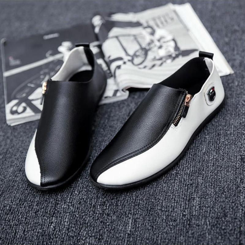 Herrskor i läder, vardagsskor, lyxiga sociala loafers, mockasiner för män 2024, bekväma lågskor, utomhusmode, promenadskor, fotbeklädnad