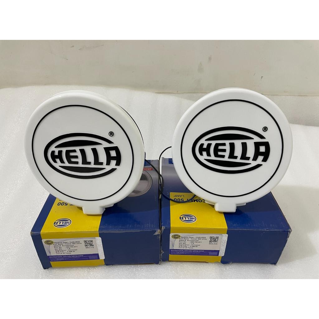 Pereche Hella Comet 500 Lampă de Condus Spot Alb cu Capac Universal |Se Potrivește Pentru