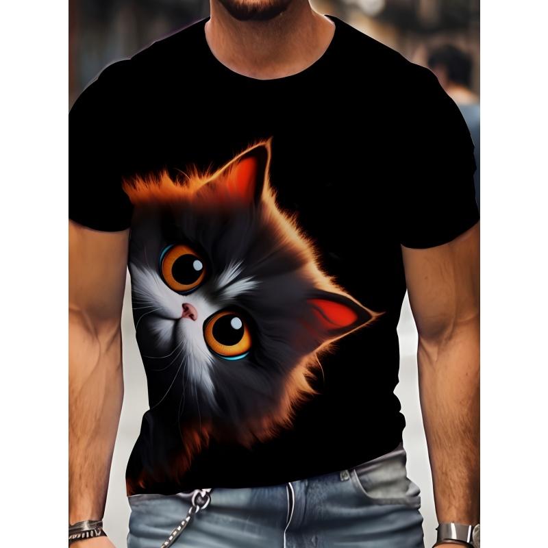 Cool Rabbit Bear Pattern T Shirt For Men Fun Monkey Cat 3D Printed Short Sleeve Tops Summer Casual Round Neck Loose Tee Shirts