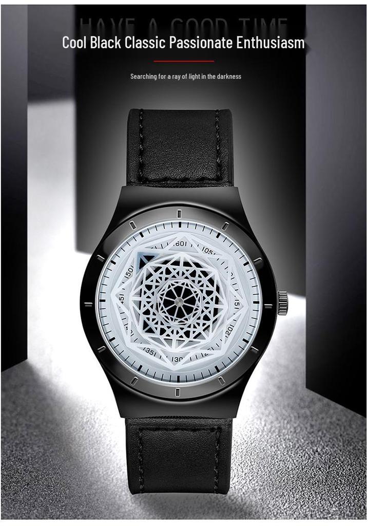 Sanda Men's Quartz Watch with Geometric Dial and Leather or Mesh Strap