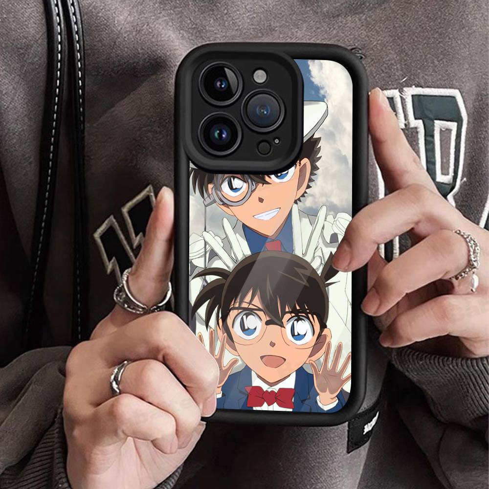 Detective Conan CARTOON For IPhone 17 Pro Max 16 15 14 13 12 11 Plus Black Soft Phone Cover