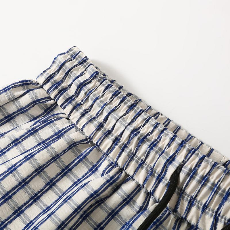 Men's Plaid Casual Shorts, Elastic Waist Drawstring Summer Lightweight Beach Shorts (M-5XL)