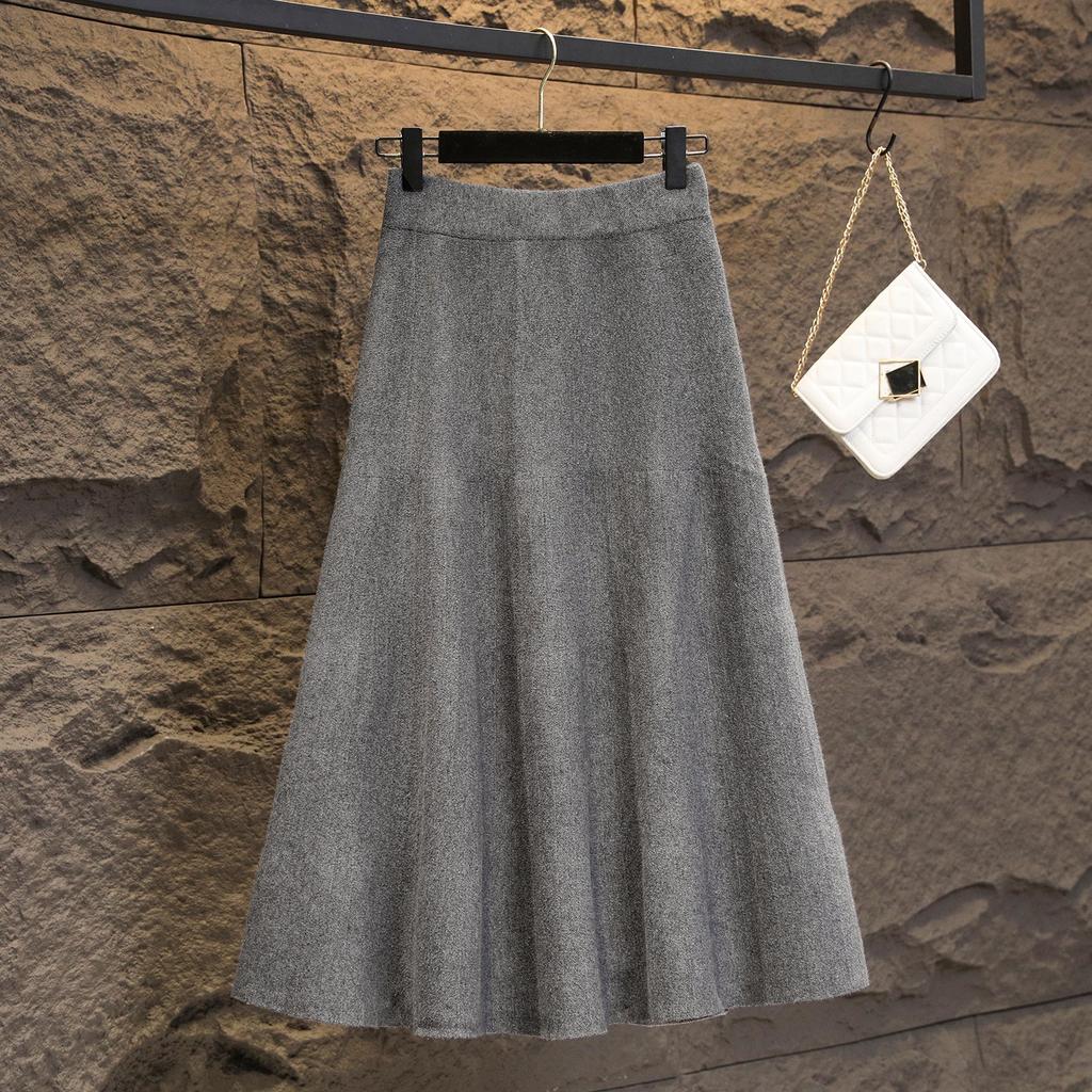 Übergröße Damen Winter Neuer Stil Schlankmachender Bauch und Adstringierender Rock Fett Mm Altersreduzierend Mittellang Großer Schirmrock