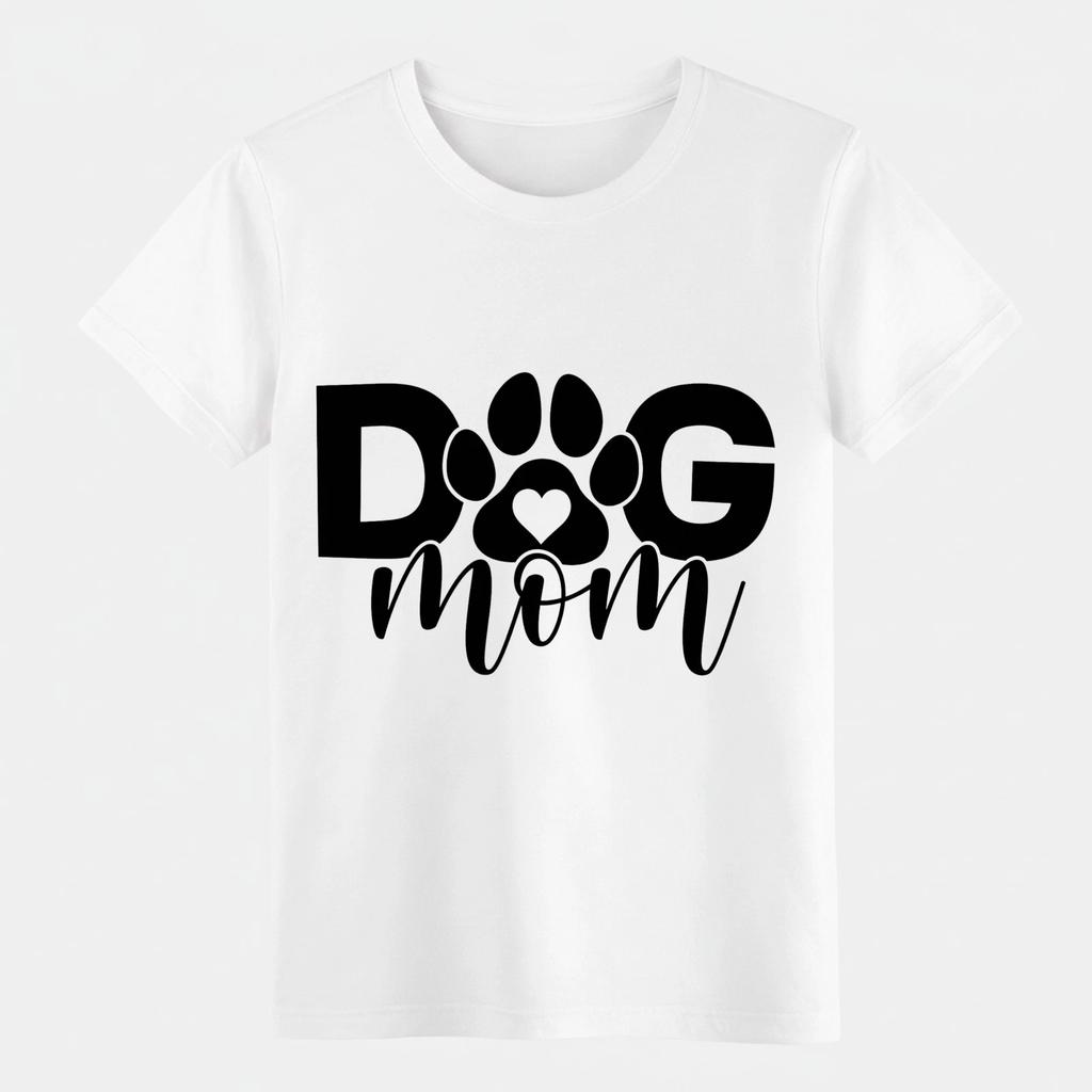 Dog Mom Paw Print Graphic T-Shirt,Stylish Dog LoverTee,Great Gift for Dog Owners