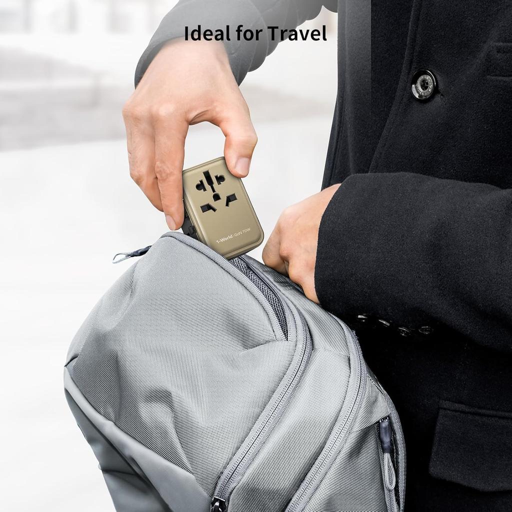 MOMAX 70W Fast Charging PD 70W GaN Fast Power Converter for International Simultaneous Charge for 6 3 PD 2 QC 1 AC International Type Worldwide