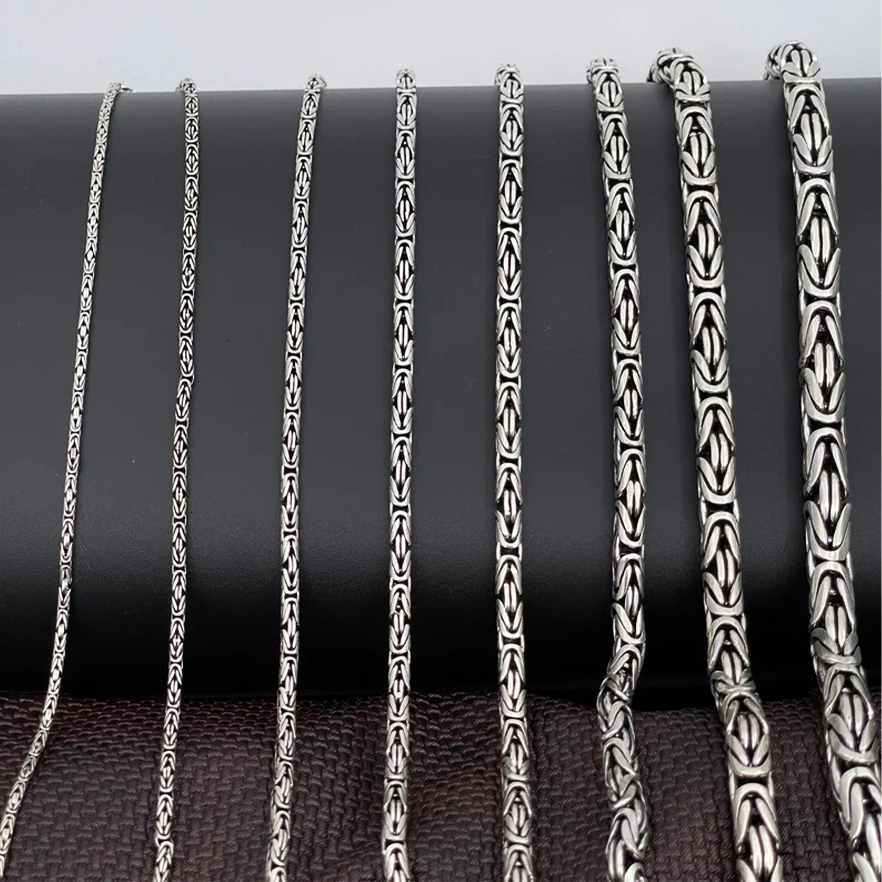 

Ожерелье с византийской цепочкой из стерлингового серебра 925 пробы, цепочка из цельного серебра ручной работы, круглая цепь Бали, окисленная цепь балийских викингов 2 mm / 40 cm серебряный