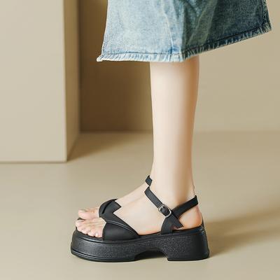 Platform Sandals for Women's Summer New Heightening Muffin Roman Shoes with Open-toed Sandals and Beach Sandals for Women
