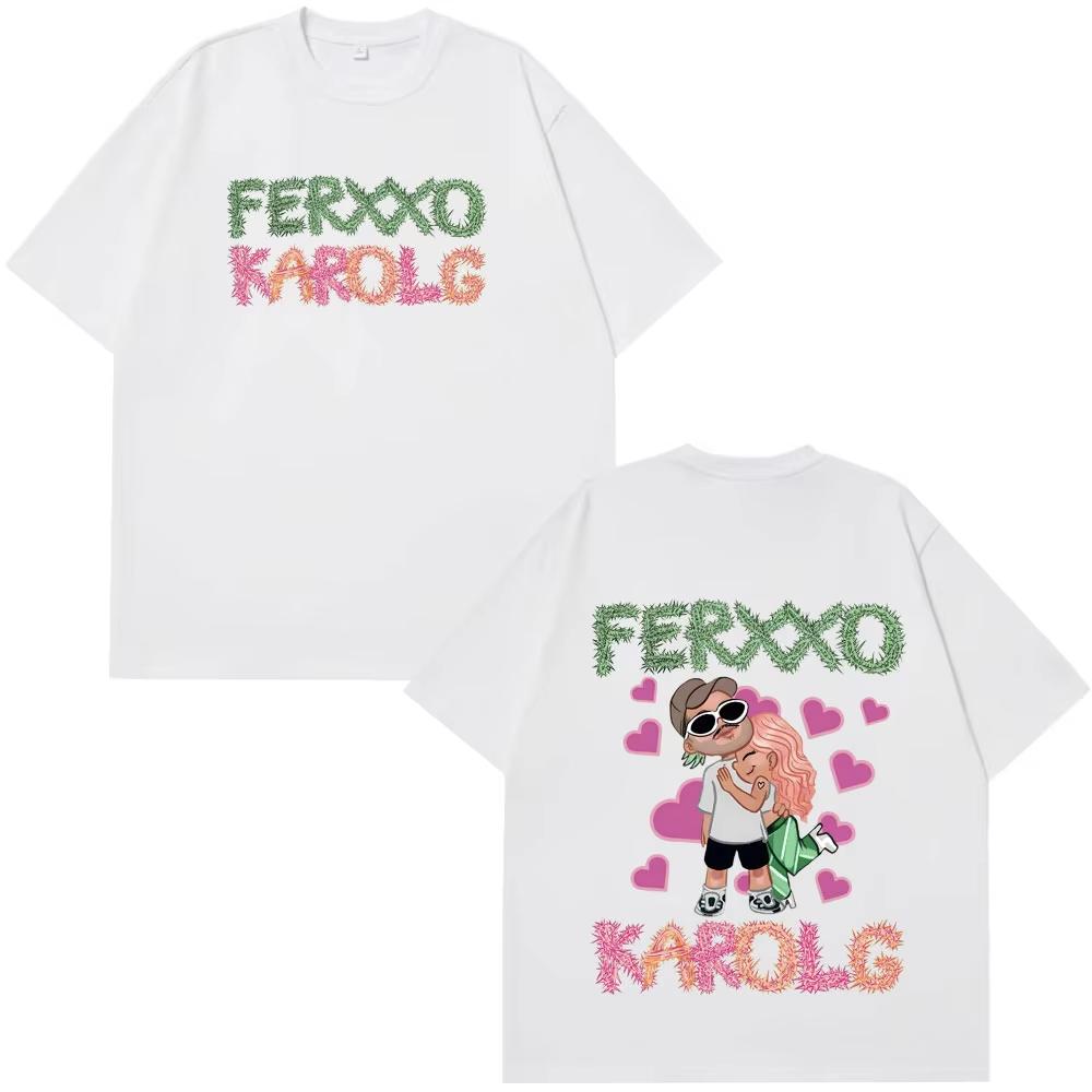 

Karol G Feid Ferxxo Popular Print Tees Men Women Fashion Summer Short-sleeved Cotton Loose Casual Hip-hop Male T-shirt Oversized S
