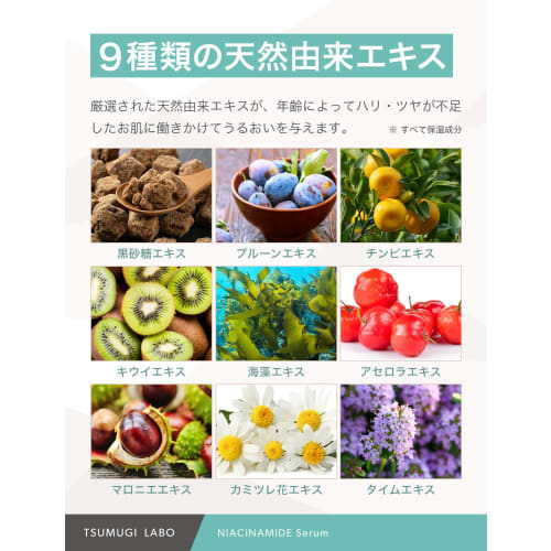 Tsumugi Labo Niacinamide Serum Quasi-drug Wrinkle Improvement Whitening 30ml Eyes Mouth Serum TSUMUGI LABO