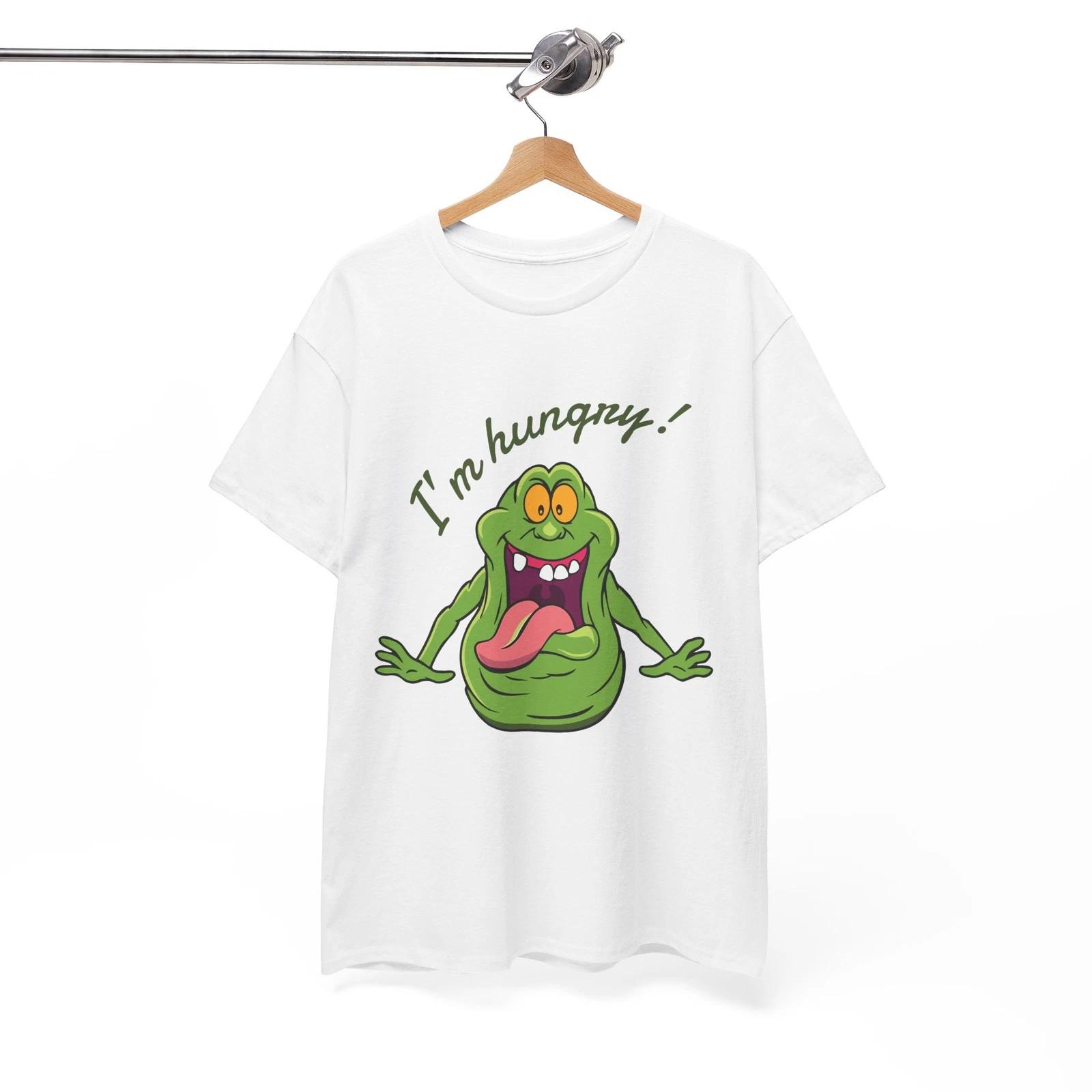 

100% Cotton T-shirt Mens Tees Top Slimer from Ghostbusters movie I’m hungry 100% cotton S