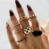 Vintage Gold Silver Color Geometric Rectangle Round Rings Set for Women Men Fashion Snake Sun Leaves Rings Jewelry Gift