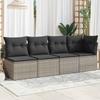 Vidaxl Sofa Ogrodowa Z Poduszkami, 4-Osobowa, Szara, Polirattan
