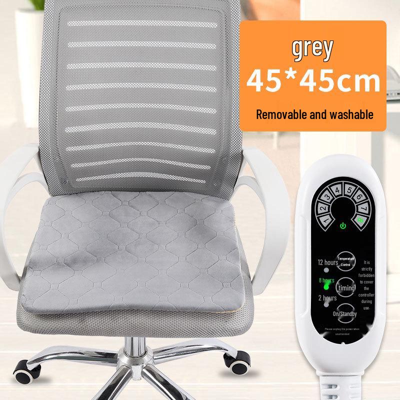 Heated Office Chair Cushion with Integrated Backrest and Electric Heating Pad.