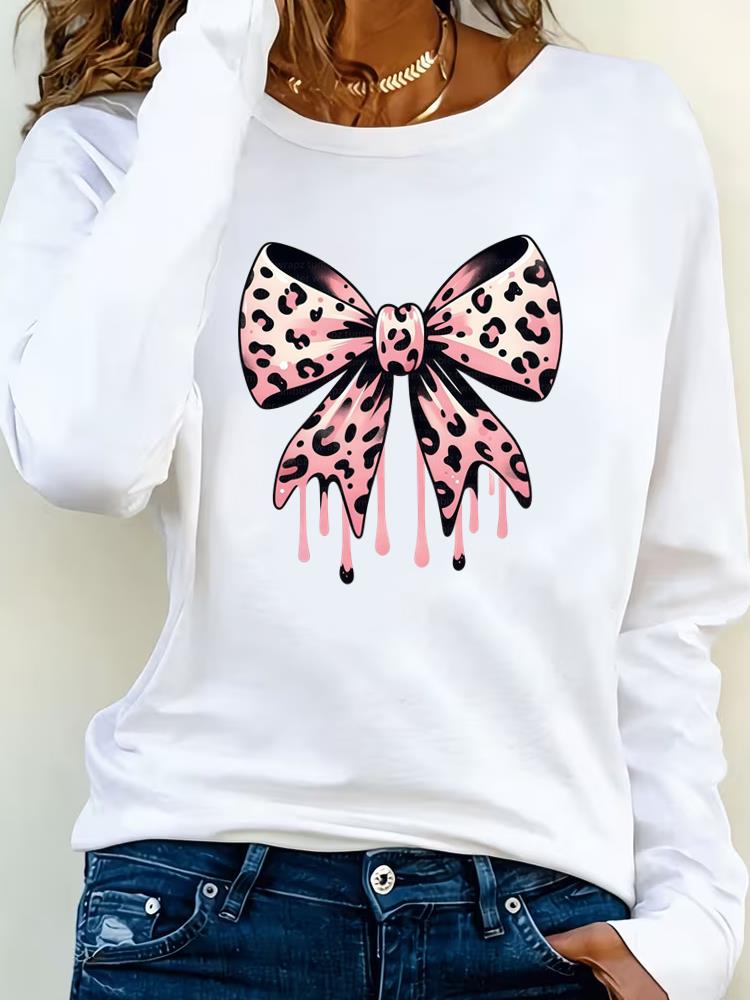 (Asian Size) Tee Lady Printed  Female Watercolor Flower Trend Clothing Women T Shirt Casual Fashion Top Long Sleeve  Graphic T-shirts
