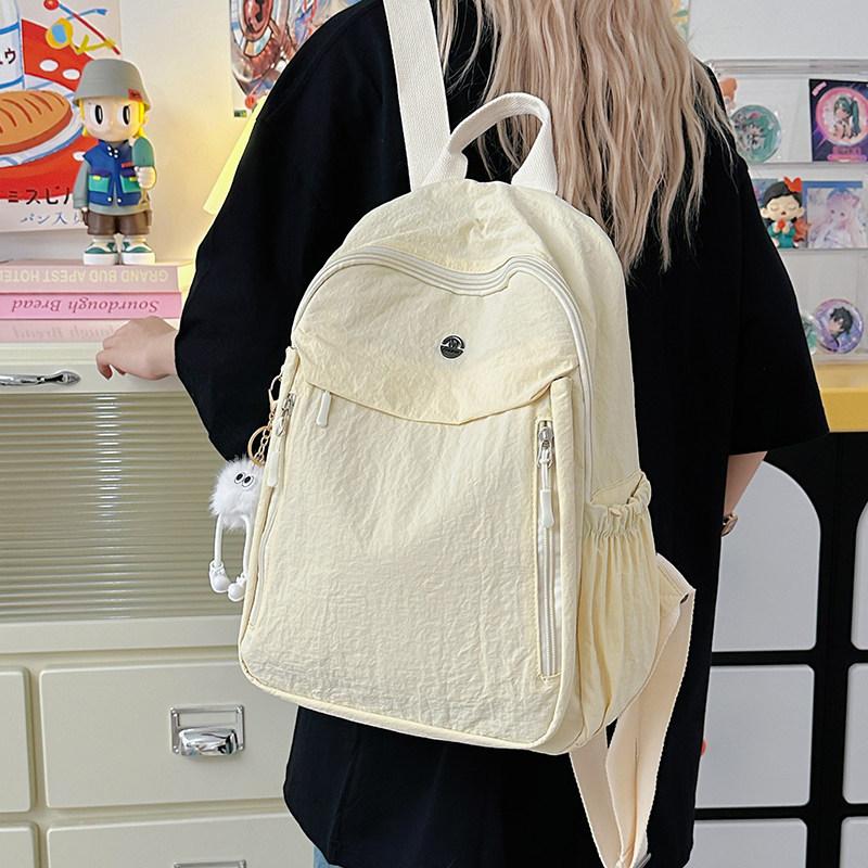 Schoolbag Korean Version Lightweight Backpack Simple Pleated Commuter Backpack Women's 1011 New Large-capacity Casual Student Schoolbag