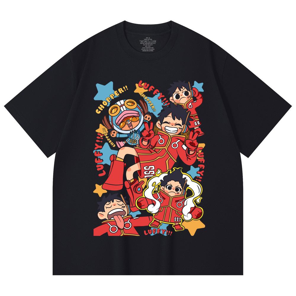 230 g/m² 100% Baumwolle Einteiler V58 Egghead Chibi Print Unisex Schweres Baumwoll-T-Shirt
