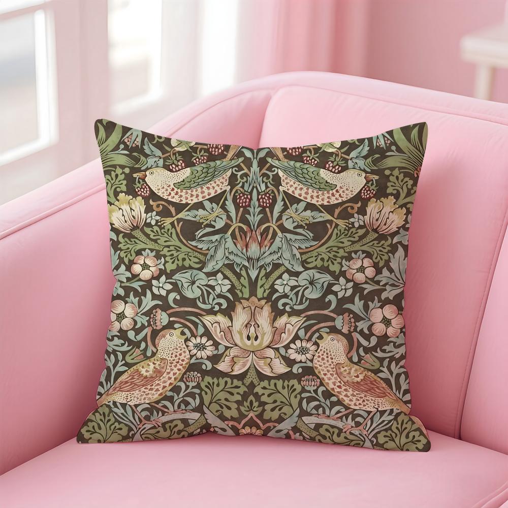 Art WWilliam Morris Cushion Cover Pillow Case Soft Skin Friendly Fabric Comfort  Concealed Zipper