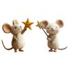 Handgefertigte Filz-Maus-Figur mit Stern Mäuse-Ornament Simulations-Rattenstatue Tierskulptur Heim-Büro-Schreibtischdekoration