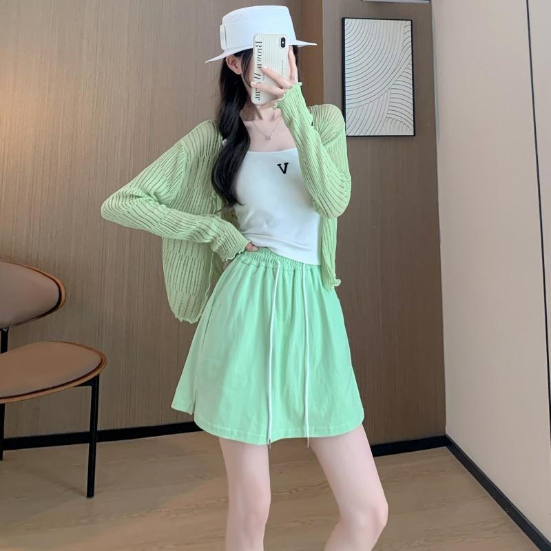 Pure cotton five-point sports shorts women's summer thin ballet culottes high waist and thin versatile wide-leg shorts