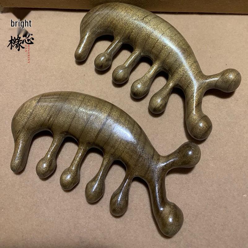 

Golden Silk Wood 7-Tooth Gua Sha Massage Comb for Men & Women Above 20mm