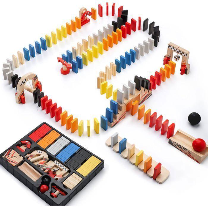 Jeu de Domino Rally coloré en bois 115 pièces - Dorjee - D3.400 - A partir de 4 ans