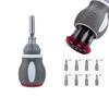Flexible Ratchet Screwdriver Set 8 Bits Multi Angle Retractable Head Carbon Steel Repair Tool Kit For Tight Space Repairs