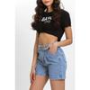 High Waist Jean Stone Color Damen Denim Shorts