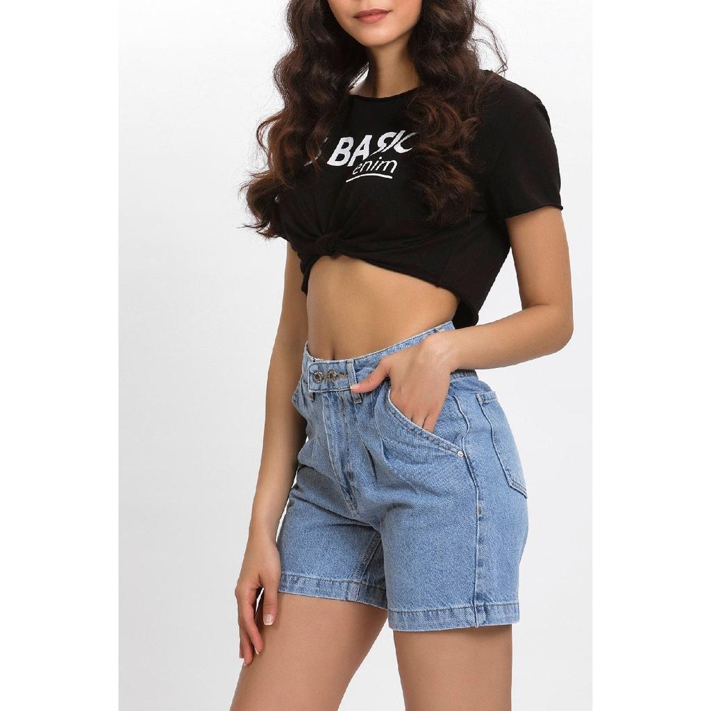 High Waist Jean Stone Color Damen Denim Shorts