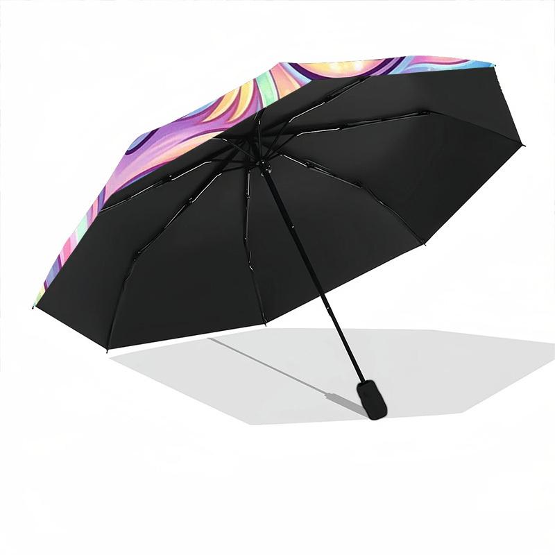 1pc Colorful Owl Automatic Opening/Closing Folding Umbrella with 8 Ribs,Windproof Portable Sunshade Umbrella Holiday gift yy260401031