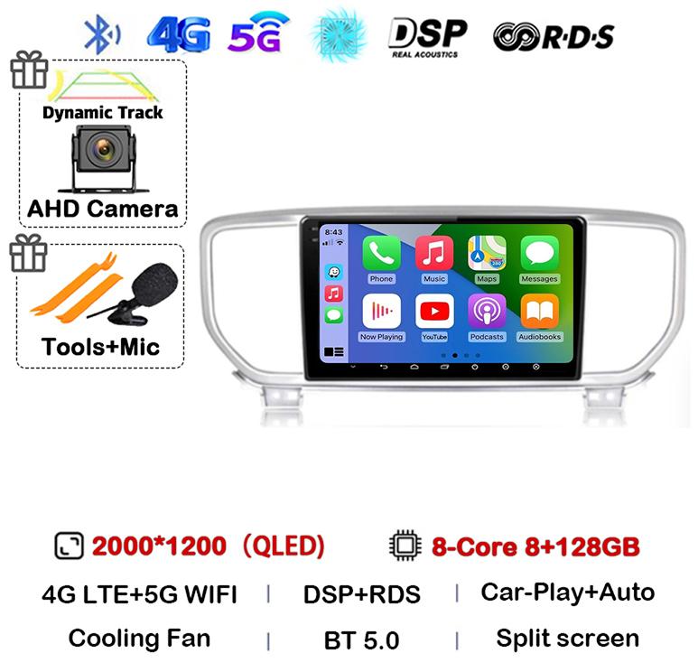 Android 13 Auto Carplay WIFI+4G For Kia Sportage 4 QL 2018 2019 2020-2025 Car Radio Multimedia Video Player Stereo 360 Camera BT