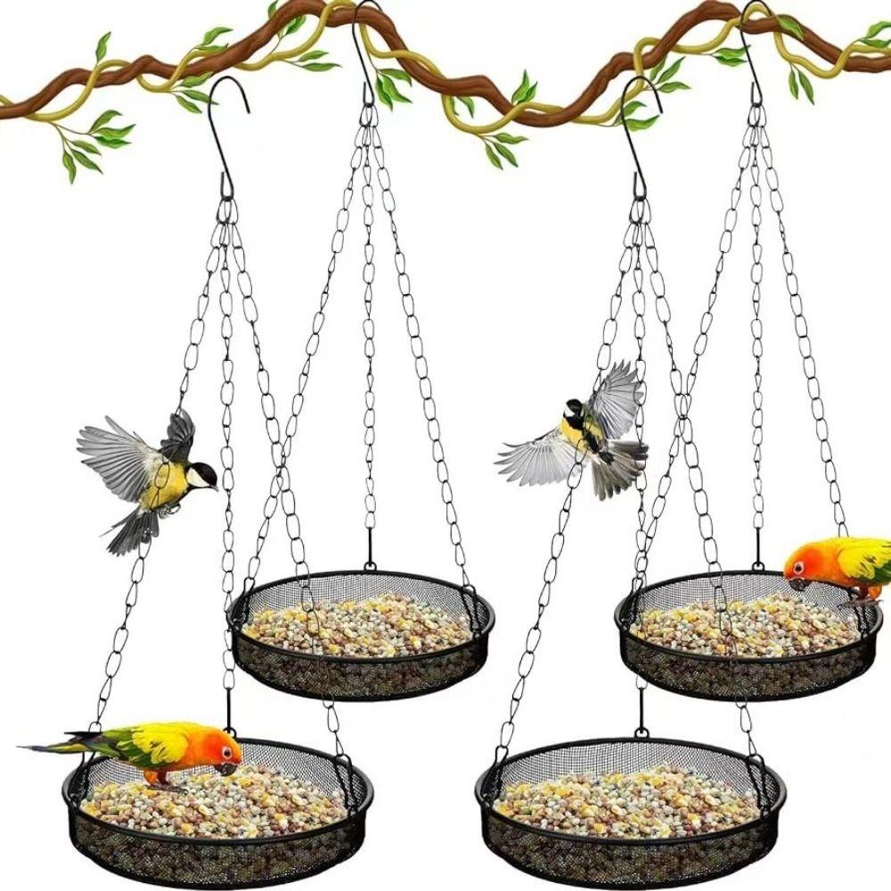 Metal Mesh Hanging Bird Feeder Sturdy Outdoor Bird Feeder Hummingbird Bird Feeder Tray Balcony