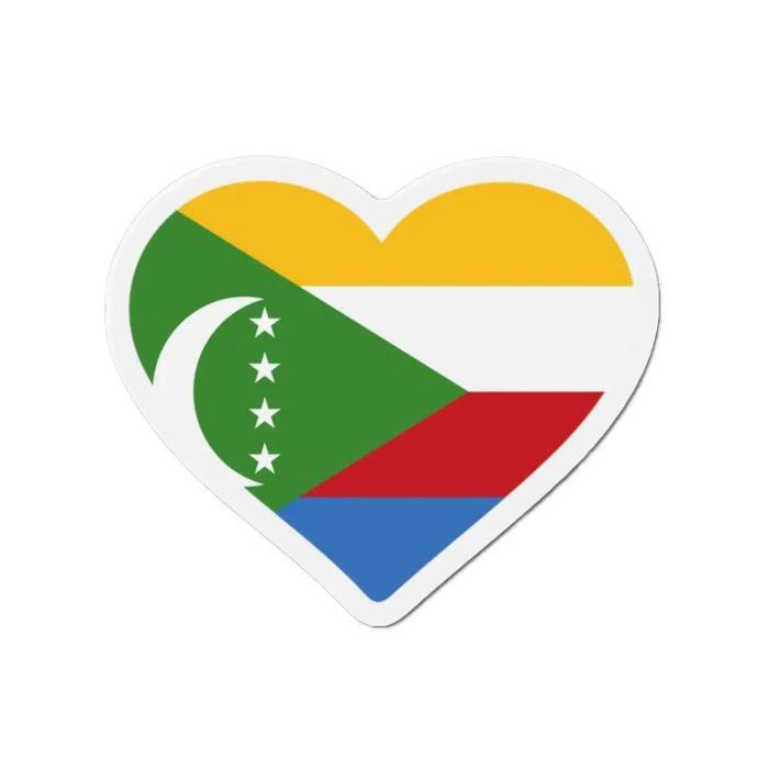Aimant Coeur Drapeau Comores - Multicolore - 6 Cm - 50 Pièces - Résine Synthétique - Mixte