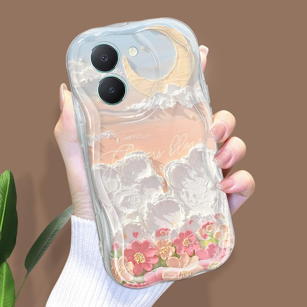 

Милий мультяшний візерунок, кремовий текстурний корпус, м’який силіконовий чохол з хвилястим краєм для телефону Vivo Vivo Y36I 5G прозорий