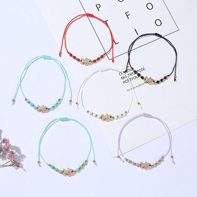 Simple Lovely Beaded Crystal Fish Red Black Rope Bracelets Sweet Girls String Bracelets Gift For Friends Women Wedding Jewelry