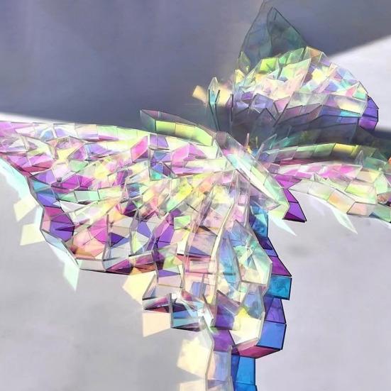 Yousheng Mini Iridescent Acrylic Squares, Translucent Rainbow Acrylic Pieces, 2cm 3cm Holographic Acrylic Tiles for DIY Crafts, Mosaic Art, Light And