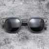 Classic Wood Grain Mirror Sunglasses UV400 Protection Square Frame Men Women Elegant Eyewear Oculos De Sol