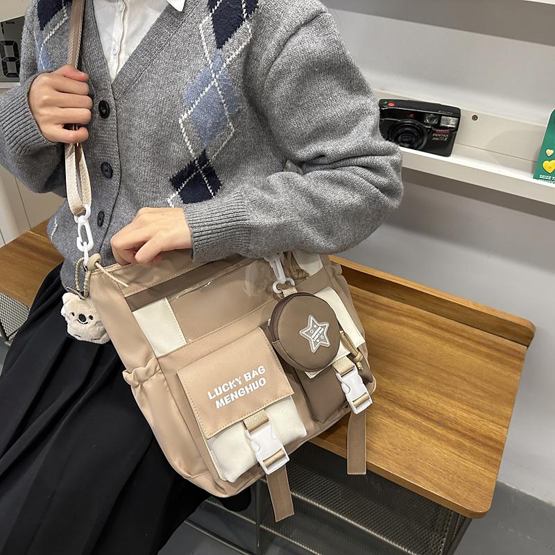 College Style Crossbody Bag Student Shoulder Bag Women's Tote Bag with Coin Purse