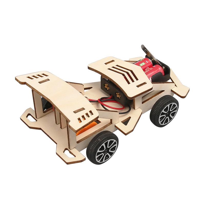 Diy Wooden Electric Racing Car Wooden Four Wheel Drive Racing Manual Assembling Science Experiment Kit Kids Stem Educational Toy