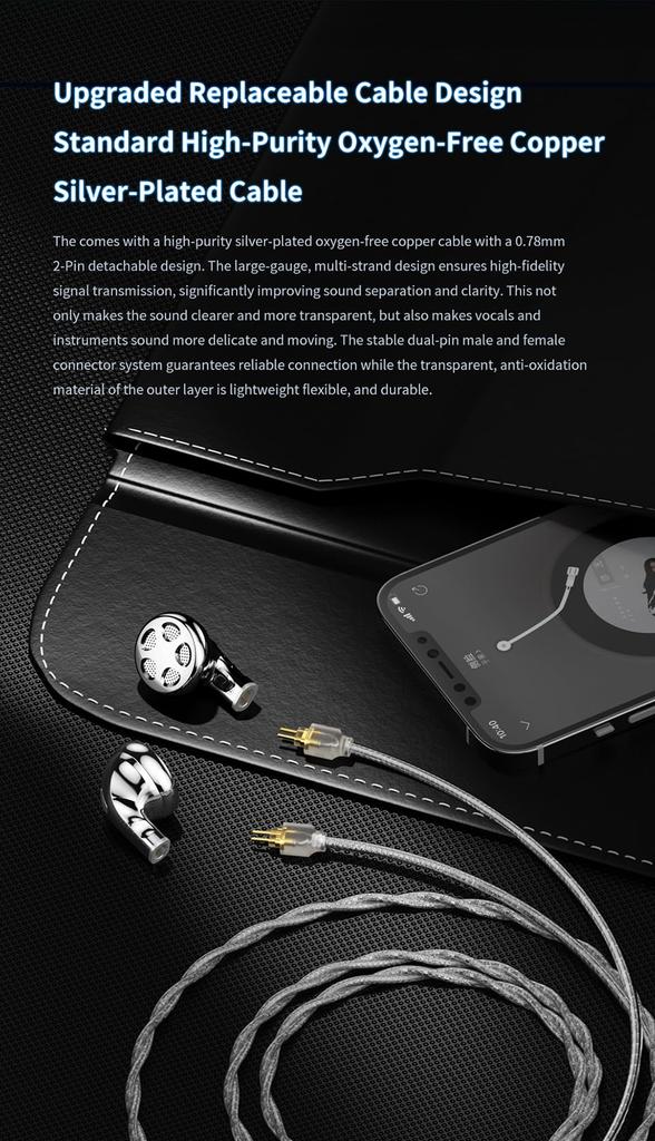 TRN Seahorse Pro Dynamic Wired Composite Aluminum Detachable Cable Intra-Conca Earphones, 14.2mm Driver, In-Ear Earphones, PU+LCP Diaphragm, Housing,